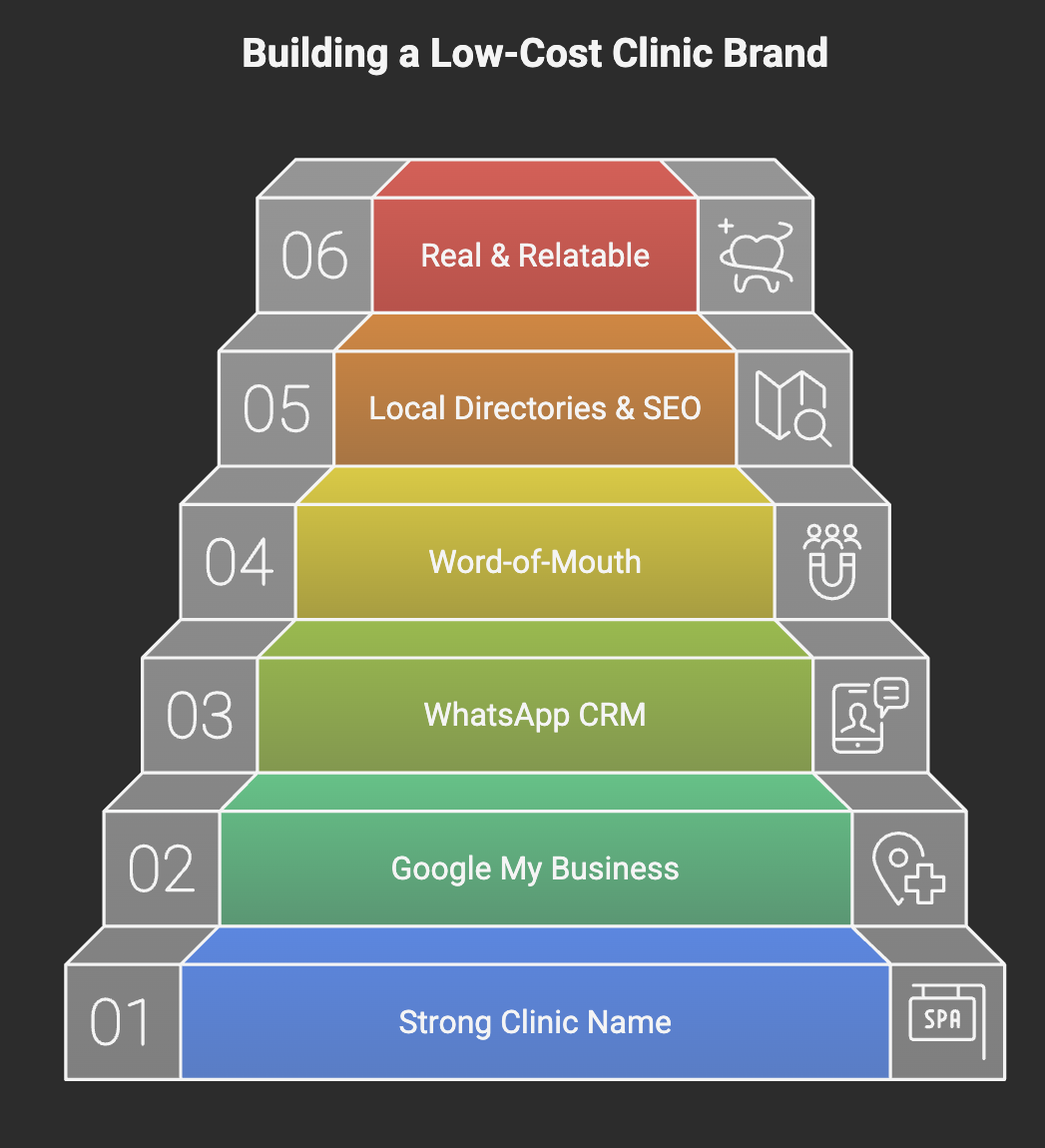 How do you brand and market a low-cost clinic without spending much on ads?